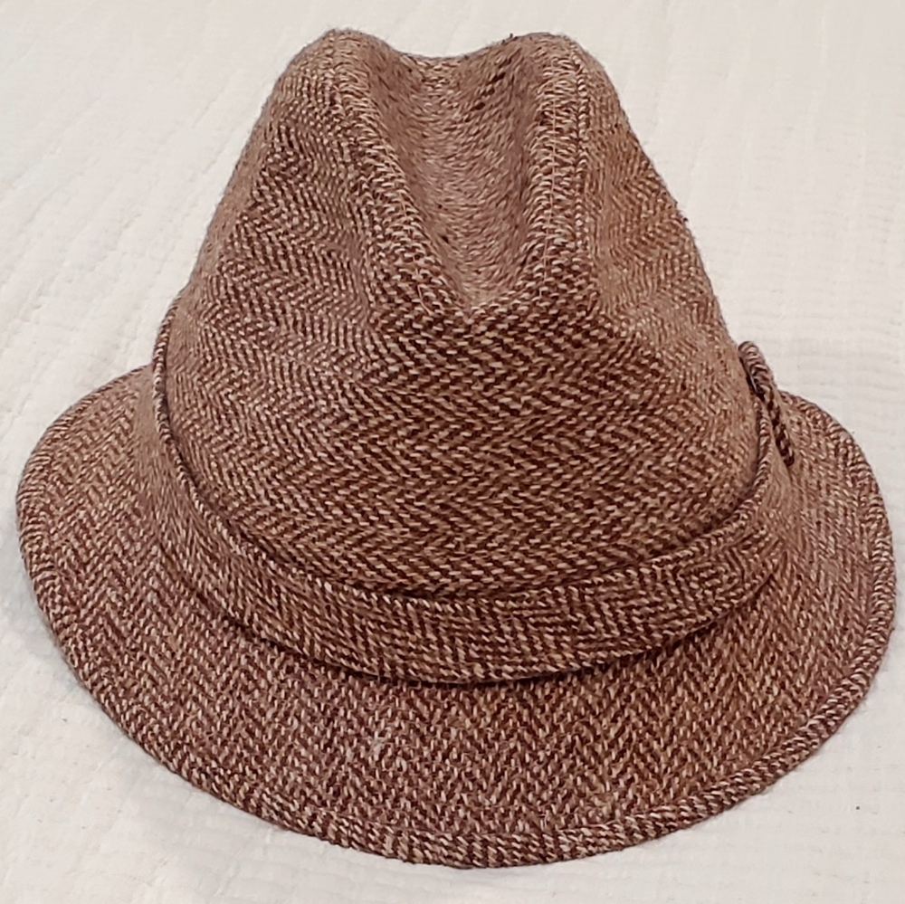 1970's Dobbs Fifth Avenue New York Burgandy Brown Wool Tweed Trilby Hat, EUC